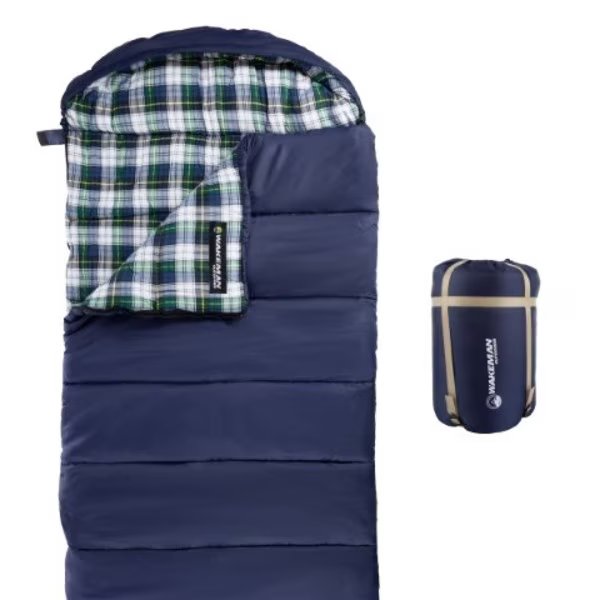 Sleeping Bag, 32F Rated XL 3 Season Envelope Style with Hood for Camping, Hiking, Carry Bag (Navy), Leisure Sports, Mfr#: 478947OOM
